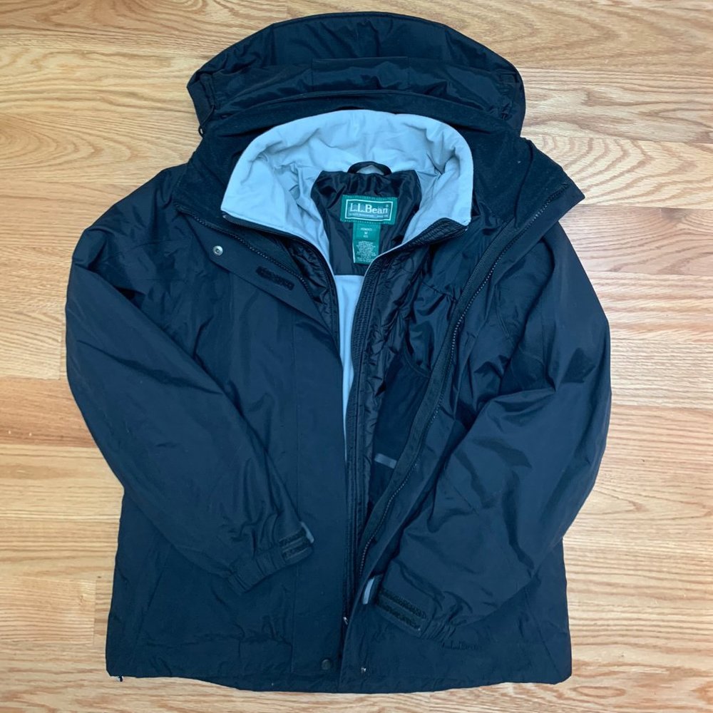 EUC L.L. Bean Womens Black Ski Jacket Winter Coat 3-in-1